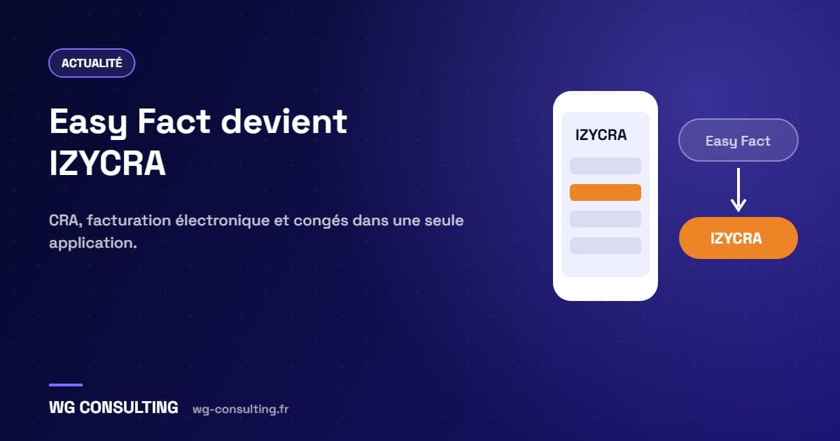 Easy Fact devient IZYCRA, logiciel de CRA et de facturation conçu par WG Consulting